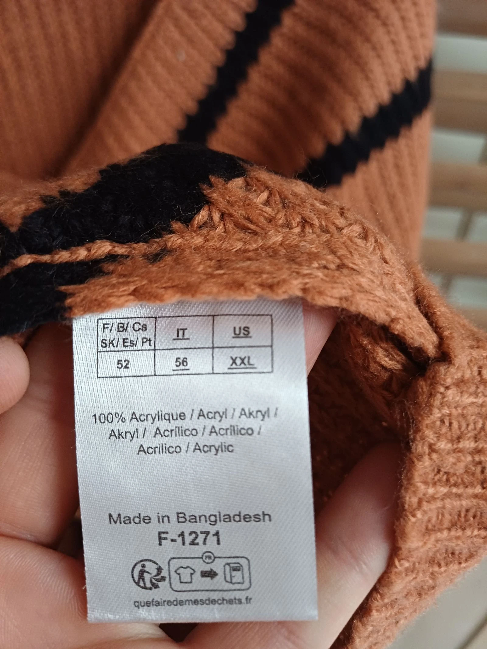 Suéter de malha cor caramelo com listras pretas - Blancheporte 52 – photo 3
